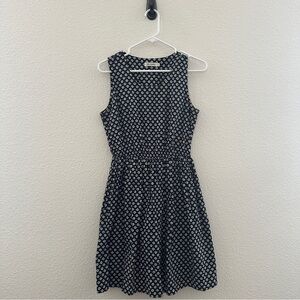 Eye Candy Sleeveless Apple Print Dress Womens Large Navy Blue Cotton Fit & Flare